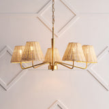 Libby 30" 5-Light Modern Coastal Sleek Woven Rattan/Iron LED Chandelier