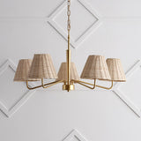 Libby 30" 5-Light Modern Coastal Sleek Woven Rattan/Iron LED Chandelier