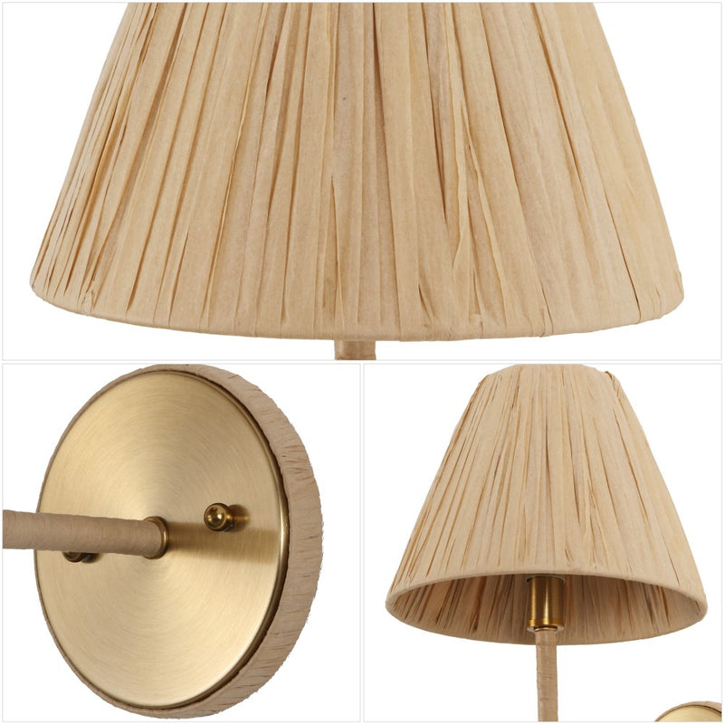 Malaya Bohemian Coastal Metal Pleated Paper Shade LED Vanity Light