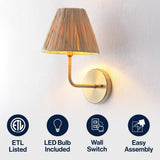 Malaya Bohemian Coastal Metal Pleated Paper Shade LED Vanity Light