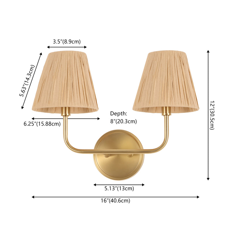 Malaya Bohemian Coastal Metal Pleated Paper Shade LED Vanity Light