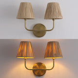 Malaya Bohemian Coastal Metal Pleated Paper Shade LED Vanity Light
