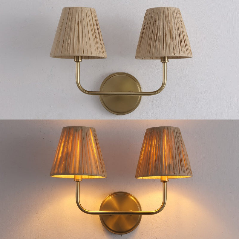 Malaya Bohemian Coastal Metal Pleated Paper Shade LED Vanity Light