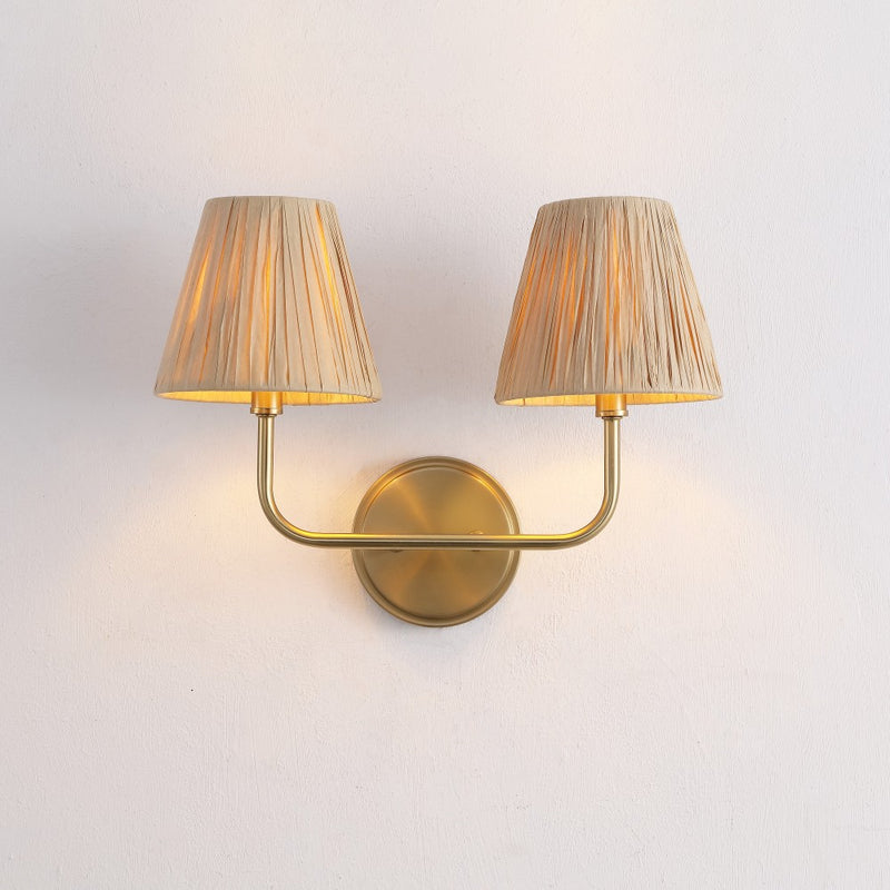 Malaya Bohemian Coastal Metal Pleated Paper Shade LED Vanity Light