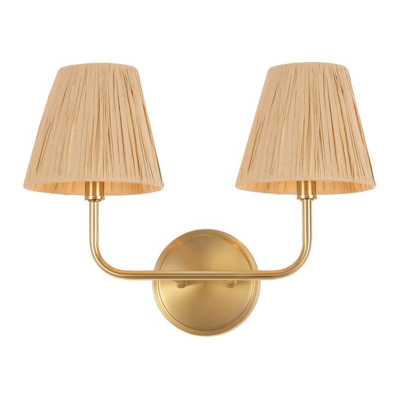Malaya Bohemian Coastal Metal Pleated Paper Shade LED Vanity Light