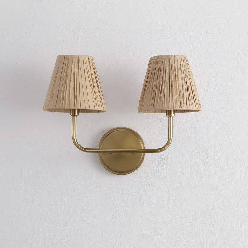 Malaya Bohemian Coastal Metal Pleated Paper Shade LED Vanity Light