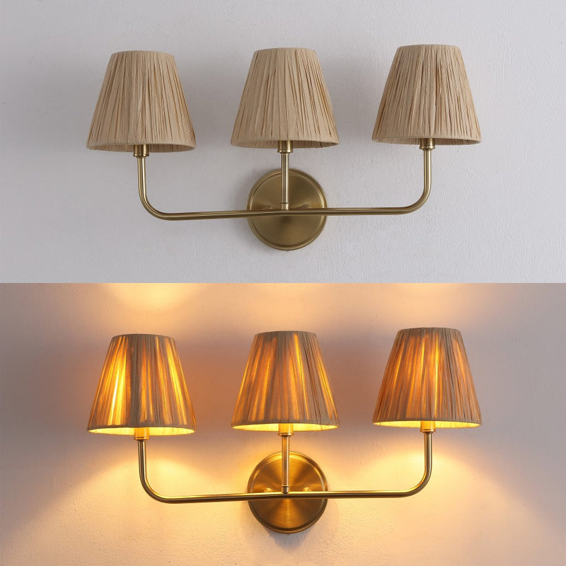 Malaya Bohemian Coastal Metal Pleated Paper Shade LED Vanity Light
