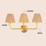 Malaya Bohemian Coastal Metal Pleated Paper Shade LED Vanity Light