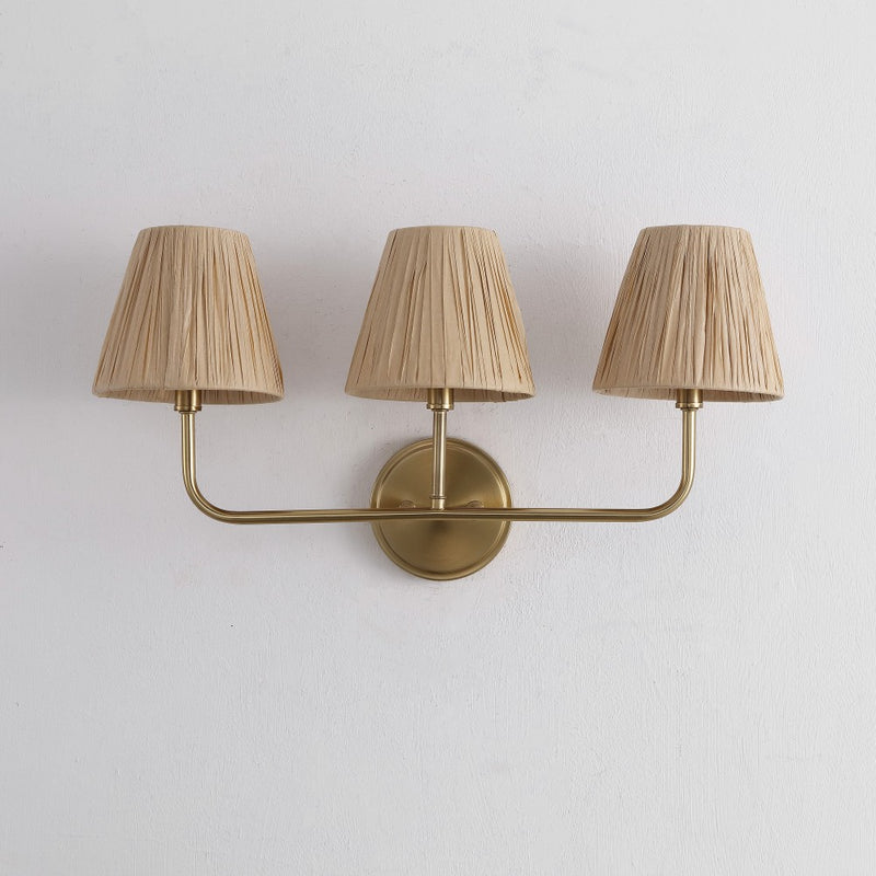 Malaya Bohemian Coastal Metal Pleated Paper Shade LED Vanity Light