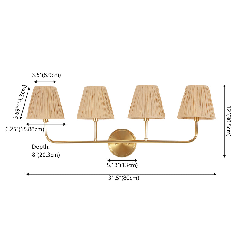 Malaya Bohemian Coastal Metal Pleated Paper Shade LED Vanity Light