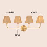 Malaya Bohemian Coastal Metal Pleated Paper Shade LED Vanity Light