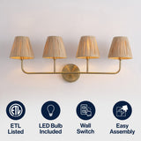 Malaya Bohemian Coastal Metal Pleated Paper Shade LED Vanity Light