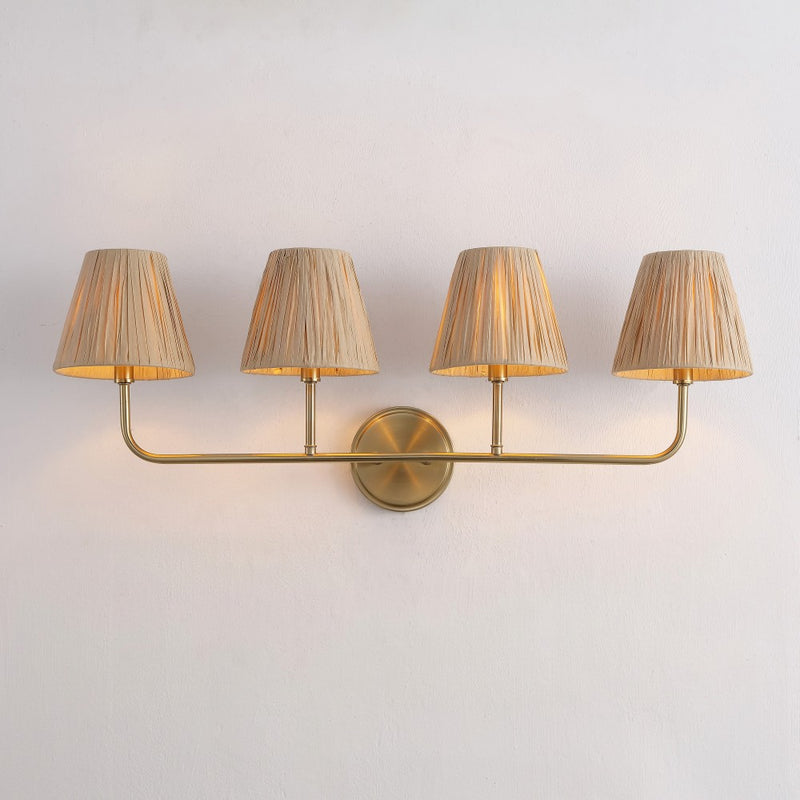 Malaya Bohemian Coastal Metal Pleated Paper Shade LED Vanity Light