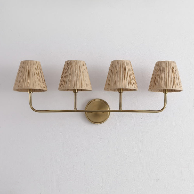 Malaya Bohemian Coastal Metal Pleated Paper Shade LED Vanity Light