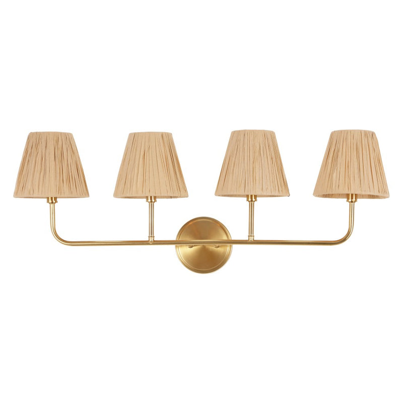 Malaya Bohemian Coastal Metal Pleated Paper Shade LED Vanity Light