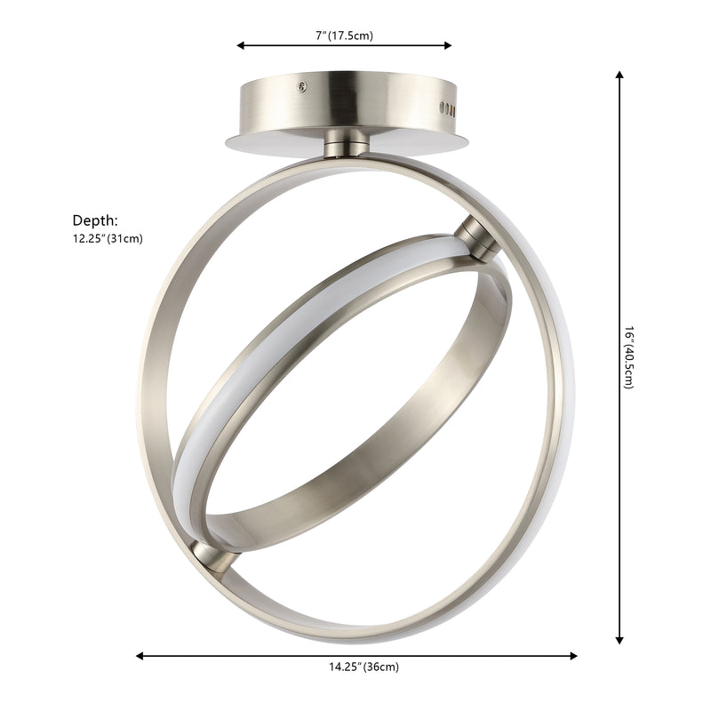 Nicole Modern Minimalist Aluminum Ring Integrated LED Semi Flush Mount - JONATHAN Y