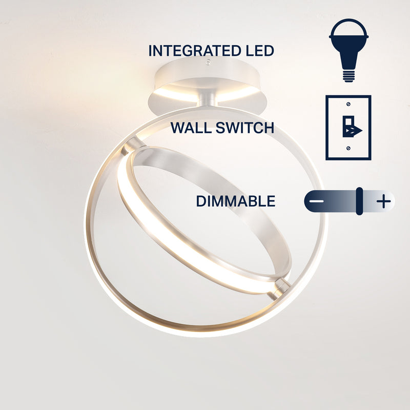 Nicole Modern Minimalist Aluminum Ring Integrated LED Semi Flush Mount - JONATHAN Y