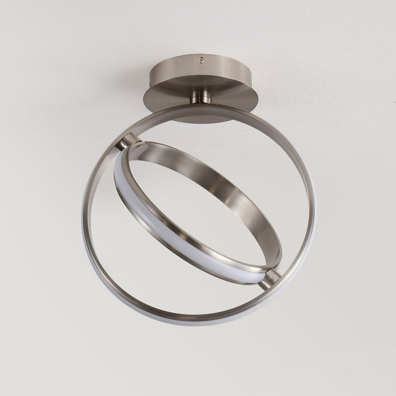 Nicole Modern Minimalist Aluminum Ring Integrated LED Semi Flush Mount - JONATHAN Y