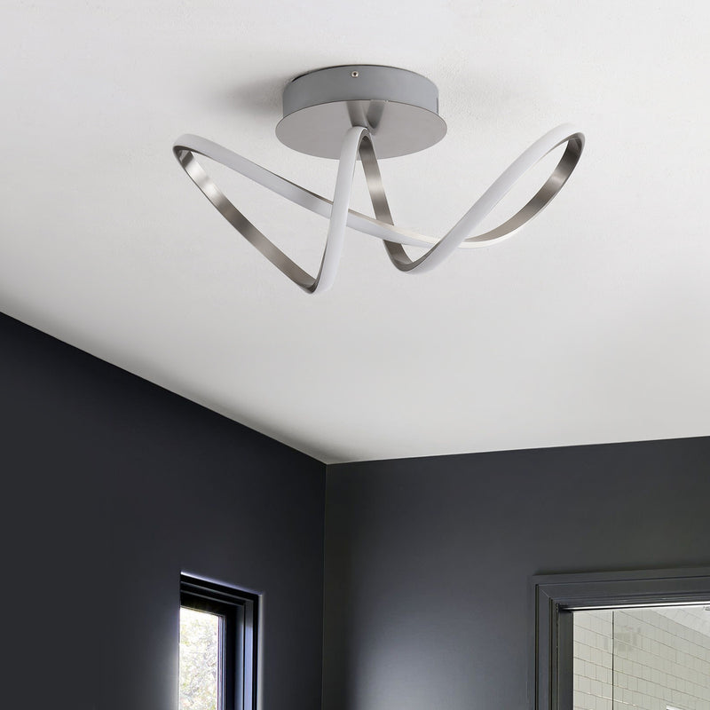 Chantelle 19.5" Modern Minimalist Aluminum Loop Integrated LED Semi Flush Mount - JONATHAN Y