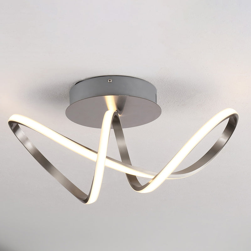 Chantelle 19.5" Modern Minimalist Aluminum Loop Integrated LED Semi Flush Mount - JONATHAN Y