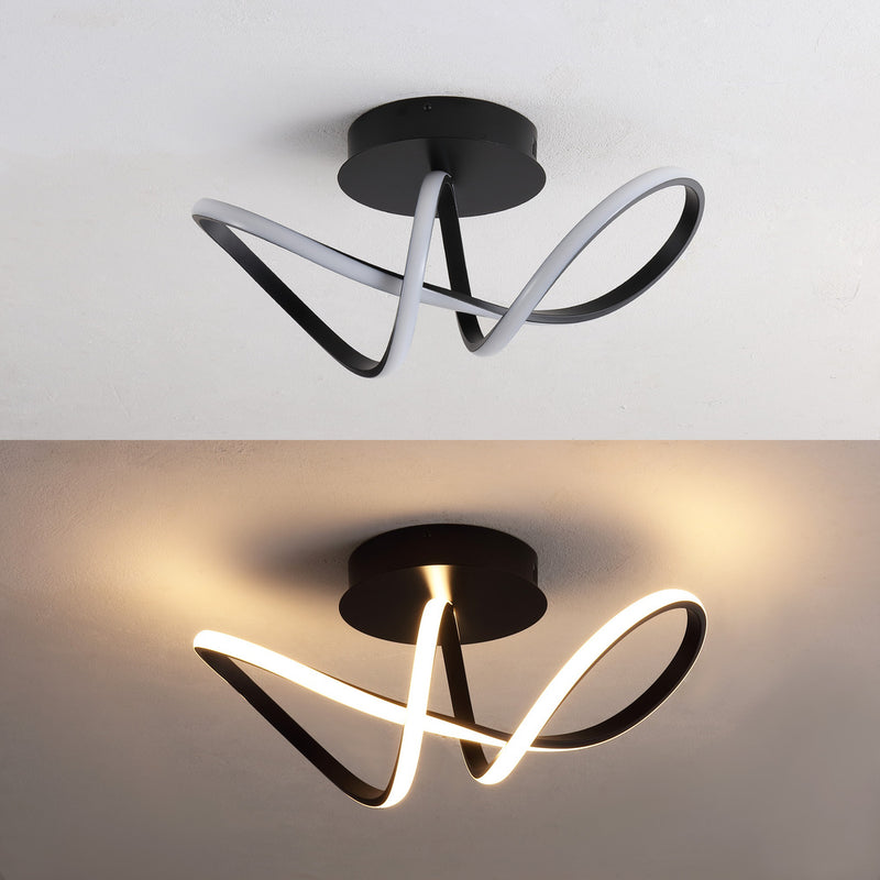 Chantelle 19.5" Modern Minimalist Aluminum Loop Integrated LED Semi Flush Mount - JONATHAN Y