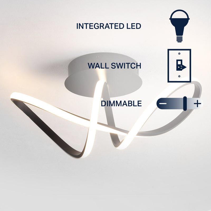 Chantelle 19.5" Modern Minimalist Aluminum Loop Integrated LED Semi Flush Mount - JONATHAN Y