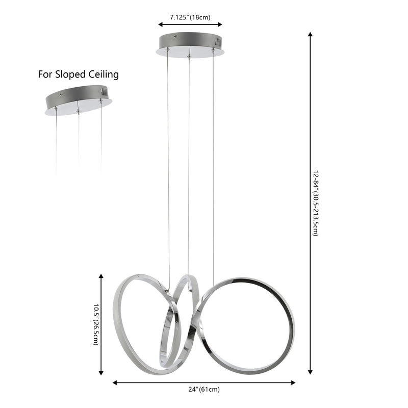 Helix 24" 1-Light Contemporary Minimalist Aluminum Ribbon Integrated LED Pendant - JONATHAN Y