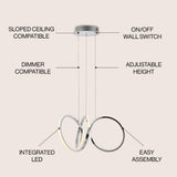 Helix 24" 1-Light Contemporary Minimalist Aluminum Ribbon Integrated LED Pendant - JONATHAN Y