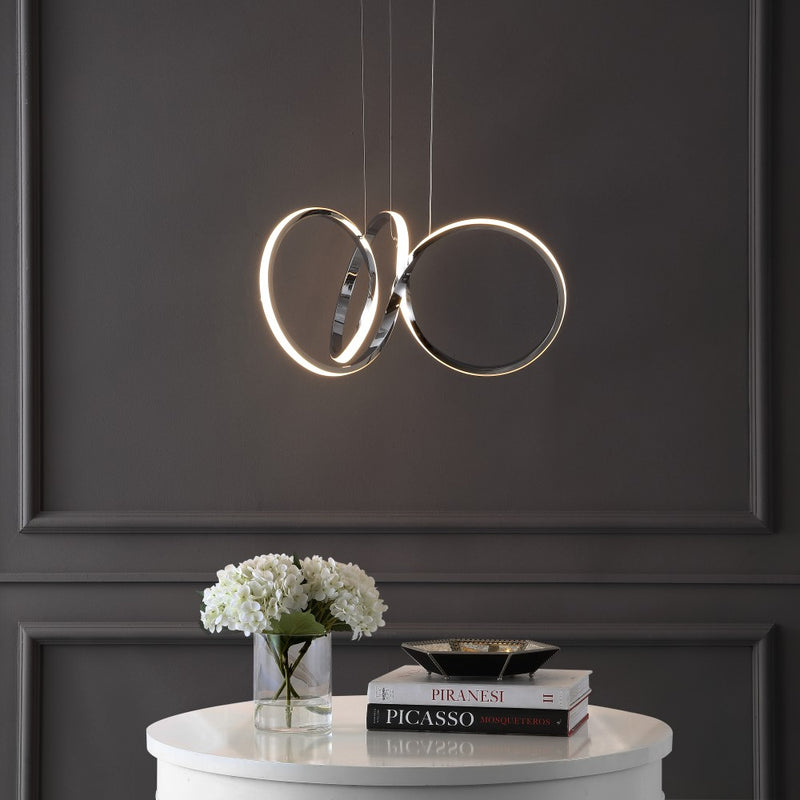 Helix 24" 1-Light Contemporary Minimalist Aluminum Ribbon Integrated LED Pendant - JONATHAN Y