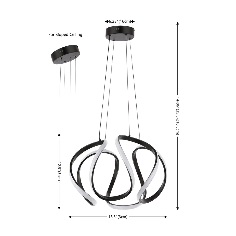 Euphoria 18.5" Contemporary Designer Aluminum/Iron Scribble Integrated LED Pendant Light - JONATHAN Y