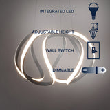 Euphoria 18.5" Contemporary Designer Aluminum/Iron Scribble Integrated LED Pendant Light - JONATHAN Y