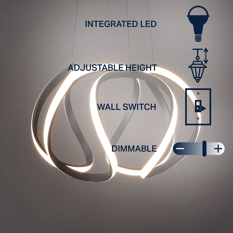Euphoria 18.5" Contemporary Designer Aluminum/Iron Scribble Integrated LED Pendant Light - JONATHAN Y