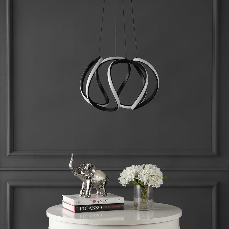 Euphoria 18.5" Contemporary Designer Aluminum/Iron Scribble Integrated LED Pendant Light - JONATHAN Y