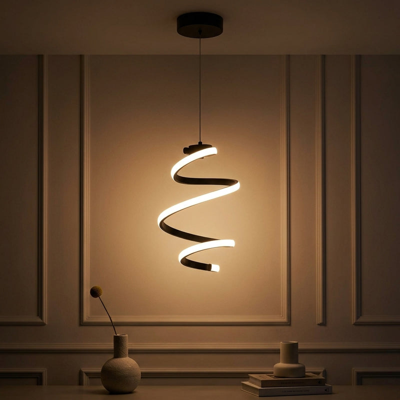 Whirl Modern Minimalist Aluminum/Iron Abstract Integrated LED Pendant Black – AI-ON