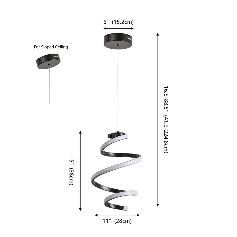 Whirl Modern Minimalist Aluminum/Iron Abstract Integrated LED Pendant