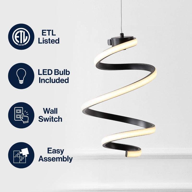 Whirl Modern Minimalist Aluminum/Iron Abstract Integrated LED Pendant