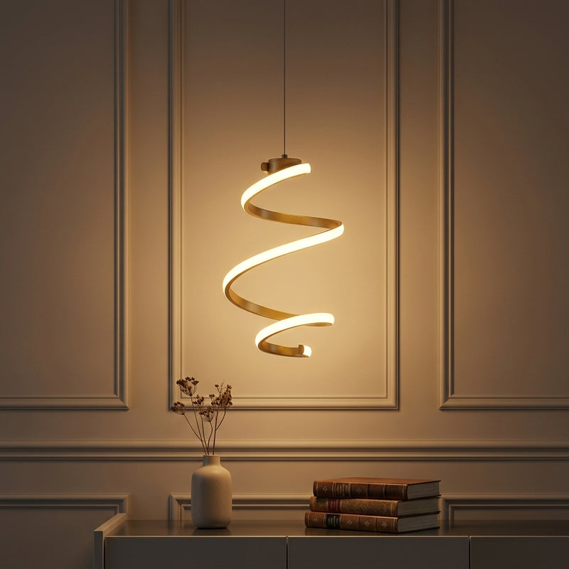 Whirl Modern Minimalist Aluminum/Iron Abstract Integrated LED Pendant Gold Painting – AI-ON