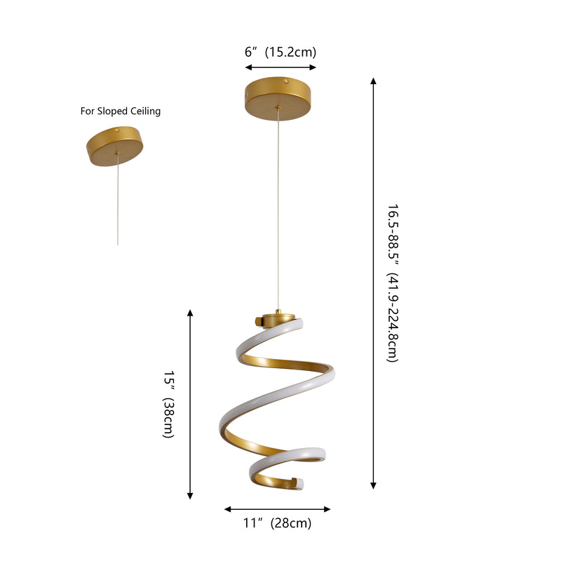 Whirl Modern Minimalist Aluminum/Iron Abstract Integrated LED Pendant