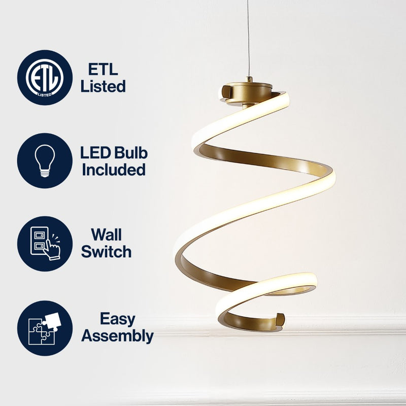 Whirl Modern Minimalist Aluminum/Iron Abstract Integrated LED Pendant