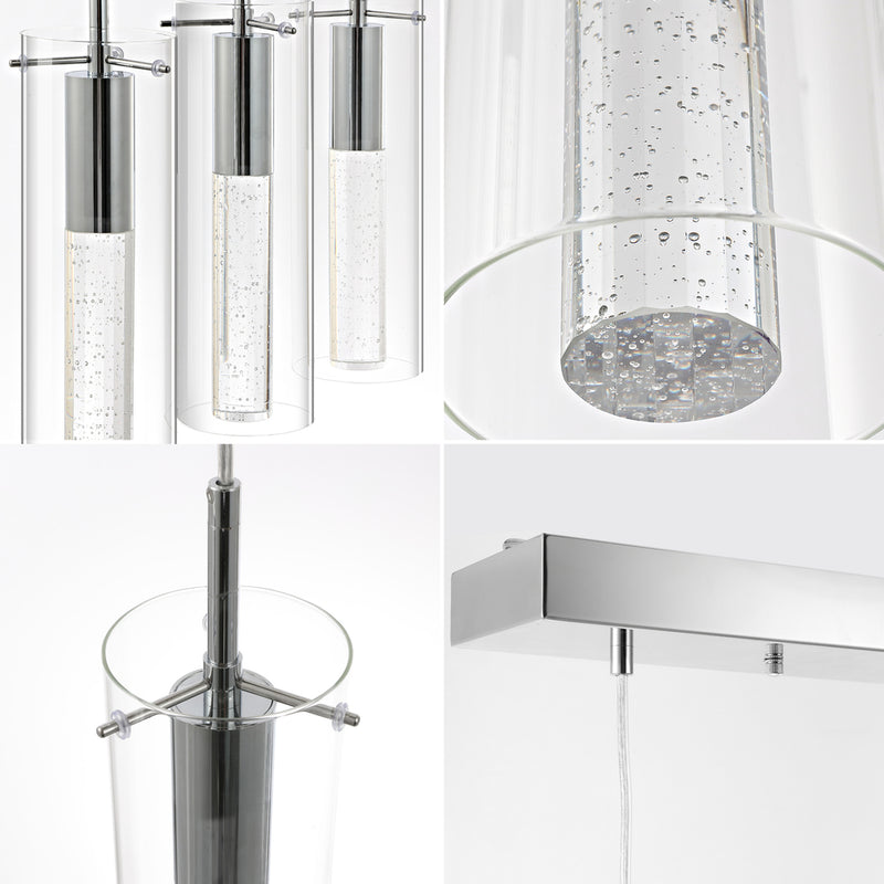 Mium Modern Style Iron/Crystal/Glass Integrated LED Linear Pendant - JONATHAN Y