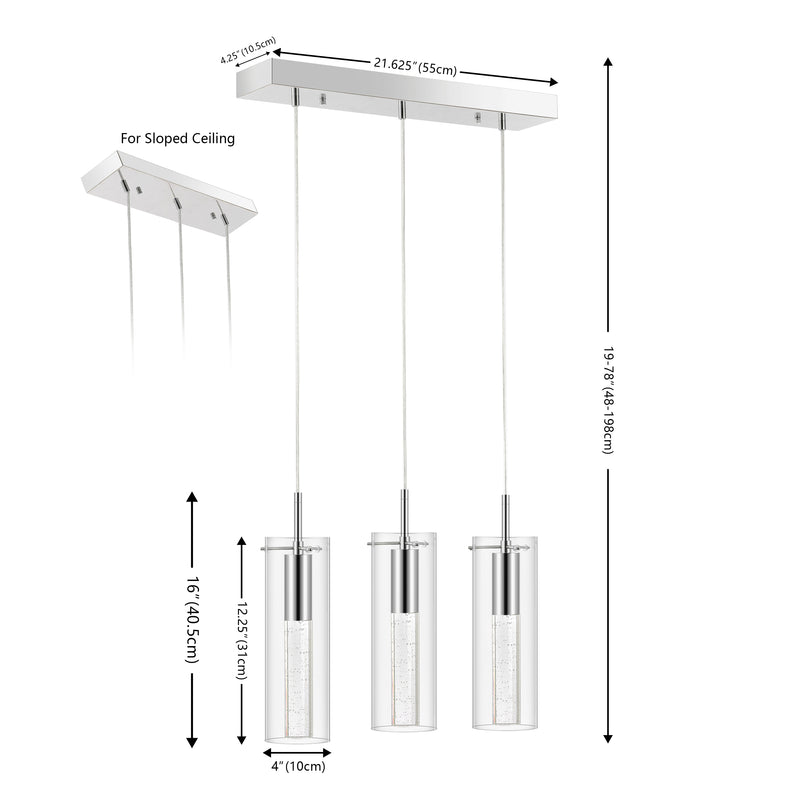 Mium Modern Style Iron/Crystal/Glass Integrated LED Linear Pendant - JONATHAN Y