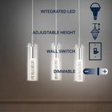 Mium Modern Style Iron/Crystal/Glass Integrated LED Linear Pendant - JONATHAN Y