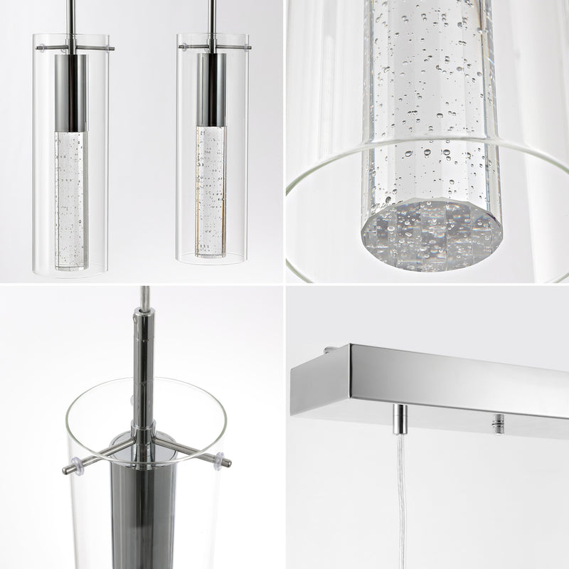 Mium Modern Style Iron/Crystal/Glass Integrated LED Linear Pendant - JONATHAN Y