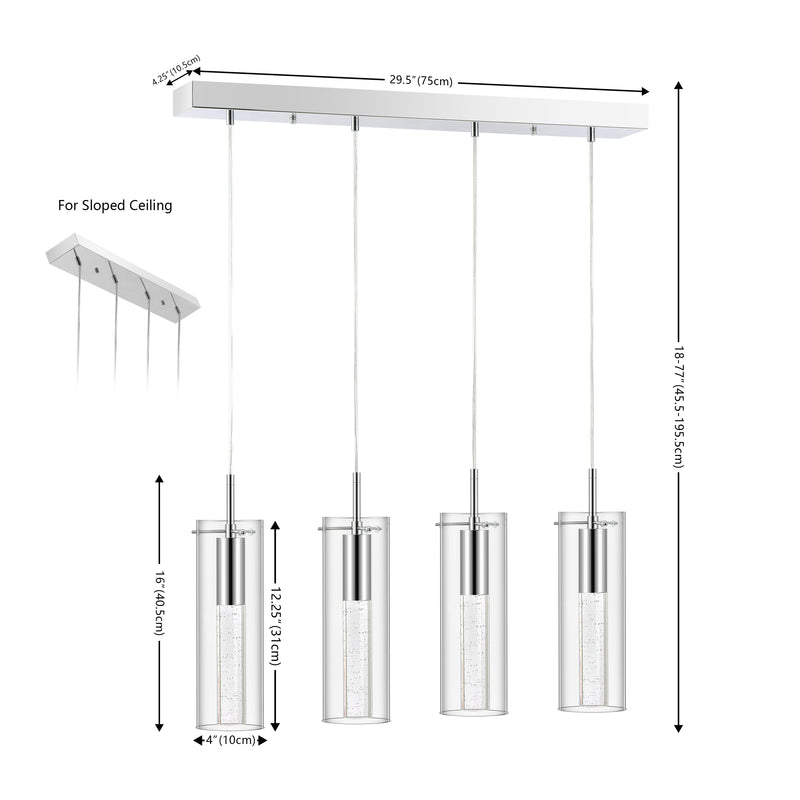 Mium Modern Style Iron/Crystal/Glass Integrated LED Linear Pendant - JONATHAN Y