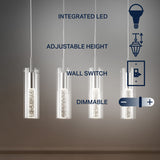 Mium Modern Style Iron/Crystal/Glass Integrated LED Linear Pendant - JONATHAN Y