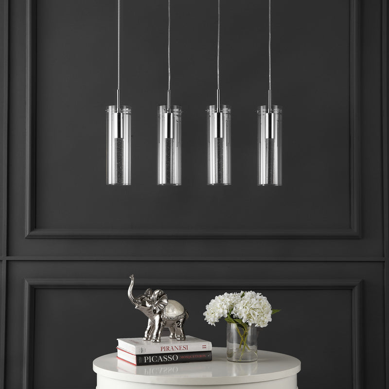 Mium Modern Style Iron/Crystal/Glass Integrated LED Linear Pendant - JONATHAN Y