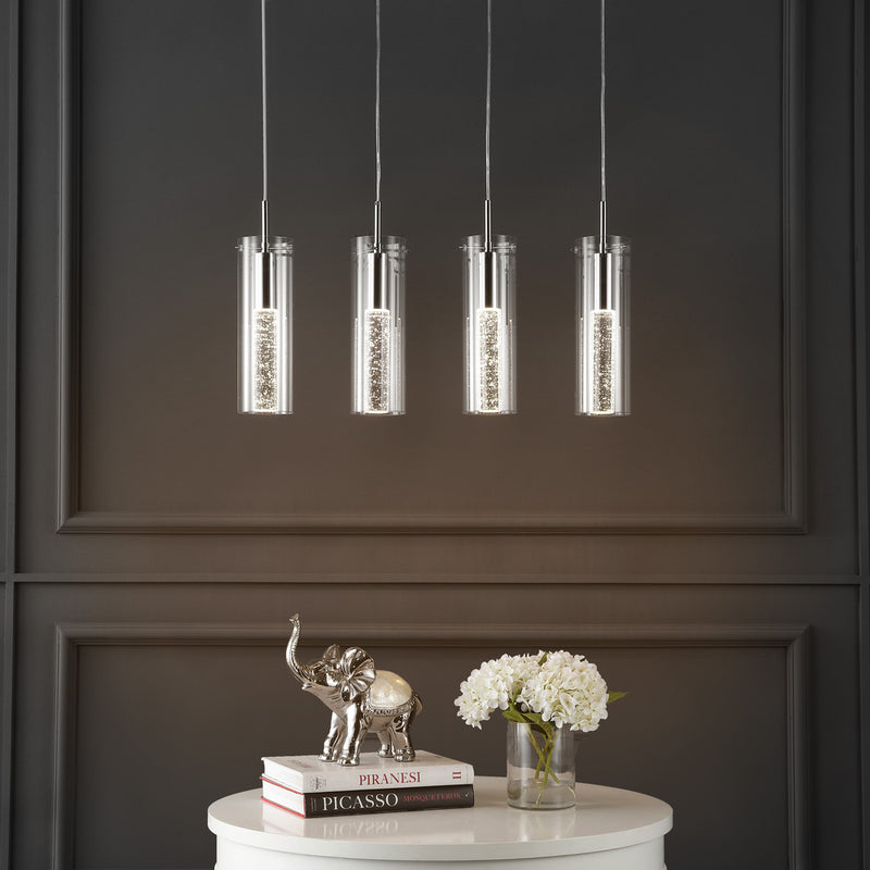 Mium Modern Style Iron/Crystal/Glass Integrated LED Linear Pendant - JONATHAN Y