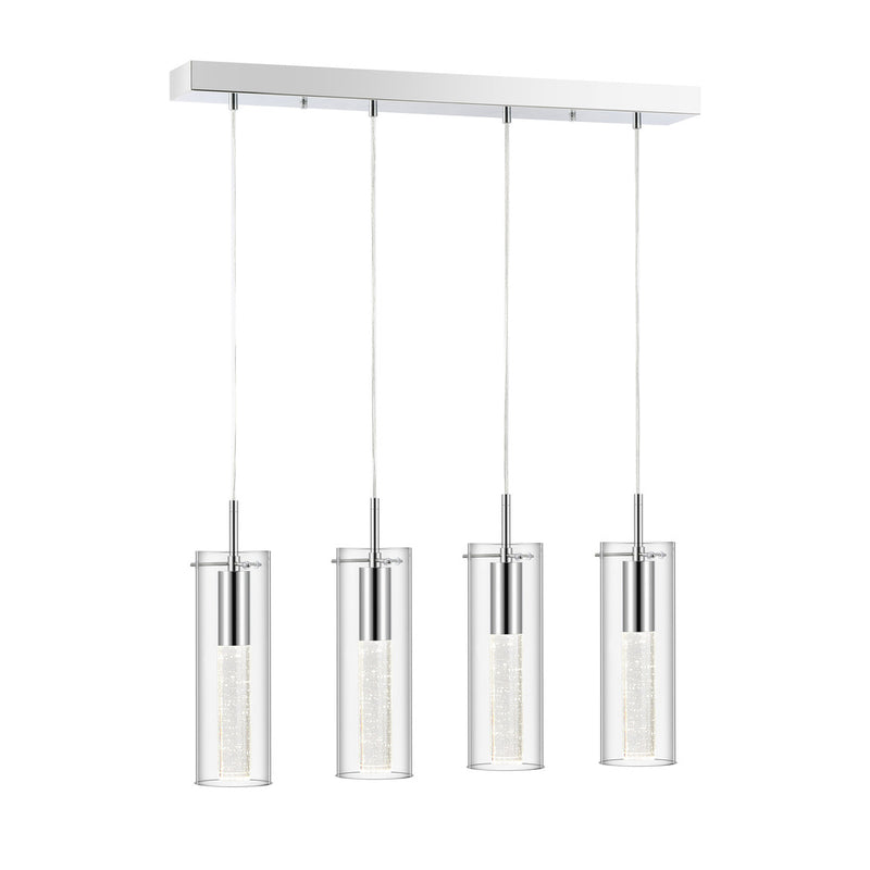 Mium Modern Style Iron/Crystal/Glass Integrated LED Linear Pendant - JONATHAN Y