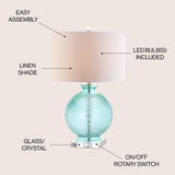 Estelle 26" Glass and Crystal LED Table Lamp - JONATHAN Y