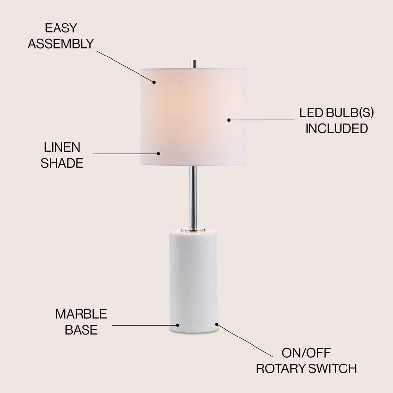 Aksel 25.5" Marble LED Table Lamp - JONATHAN Y